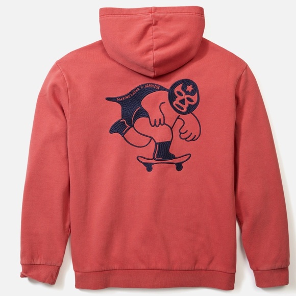 NWT!!! Marine Layer x Jarritos collab, embroidered hoodie, soft red, size Large! - Picture 2 of 4